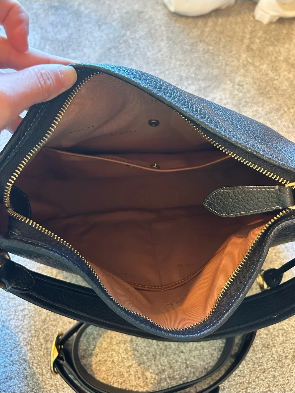 Coach Cary Black Pebbled Leather Hobo with Gold Hardware